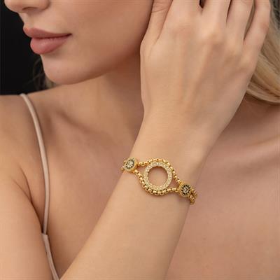 Üç Çeyrekli Çerçeve Bileklik Çelik Altın Kaplama BLK-1088