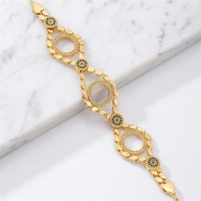 Üç Çeyrekli Çerçeve Bileklik Çelik Altın Kaplama BLK-1111