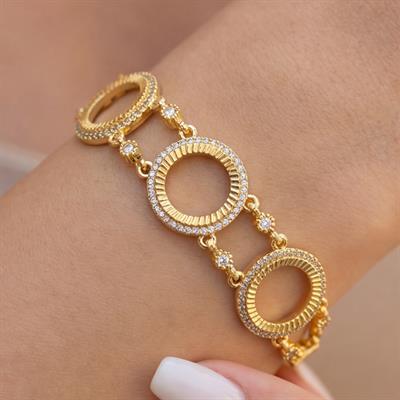 Üç Çeyrekli Çerçeve Bileklik Çelik Altın Kaplama BLK-1098