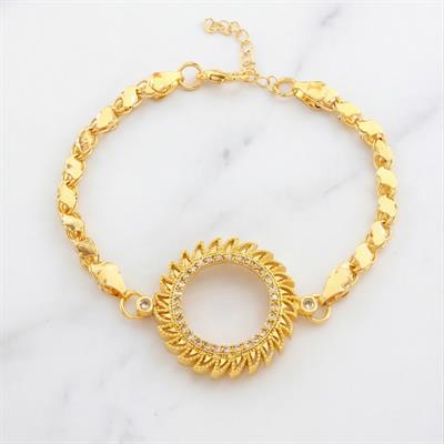 Yarım Altın Çerçeve Bileklik Çelik Altın Kaplama Arpa Güneş Modeli BLK-1112