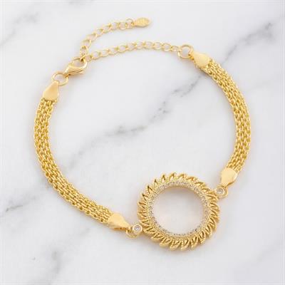 Yarım Altın Çerçeve Bileklik Çelik Altın Kaplama Güneş Model BLK-1083