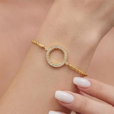 Yarım Altın Çerçeve Bileklik Çelik Altın Kaplama Burgu Model BLK-1073