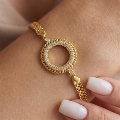 Yarım Altın Çerçeve Bileklik Çelik Altın Kaplama BLK-1080