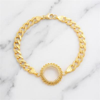 Yarım Altın Çerçeve Bileklik Çelik Altın Kaplama Figaro Güneş Model BLK-1086