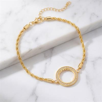 Yarım Altın Çerçeve Bileklik Çelik Altın Kaplama Burgu Model BLK-1073