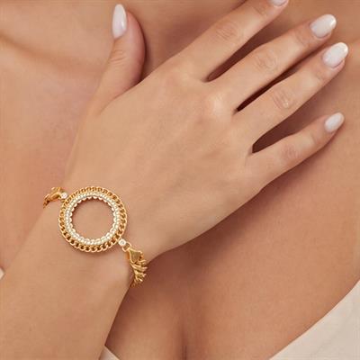 Yarım Altın Çerçeve Bileklik Çelik Altın Kaplama BLK-1108