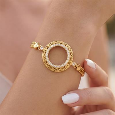 Yarım Altın Çerçeve Bileklik Çelik Altın Kaplama BLK-1117