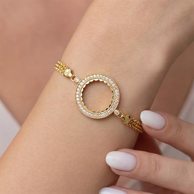 Yarım Altın Çerçeve Bileklik Çelik Altın Kaplama BLK-1119