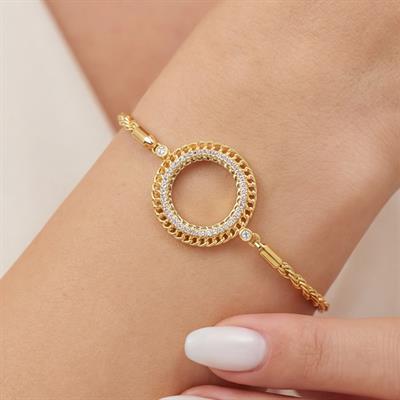 Yarım Altın Çerçeve Bileklik Çelik Altın Kaplama Burgu Model BLK-1079