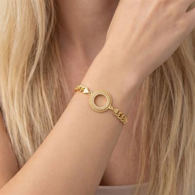 Yarım Altın Çerçeve Bileklik Çelik Altın Kaplama İşlemeli Figaro Model BLK-1102