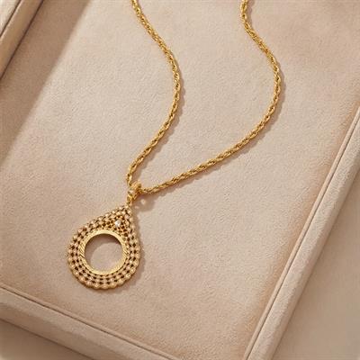 Yarım Altın Çerçeveli Kolye Ucu Altın Kaplama İşlemeli TGR-709