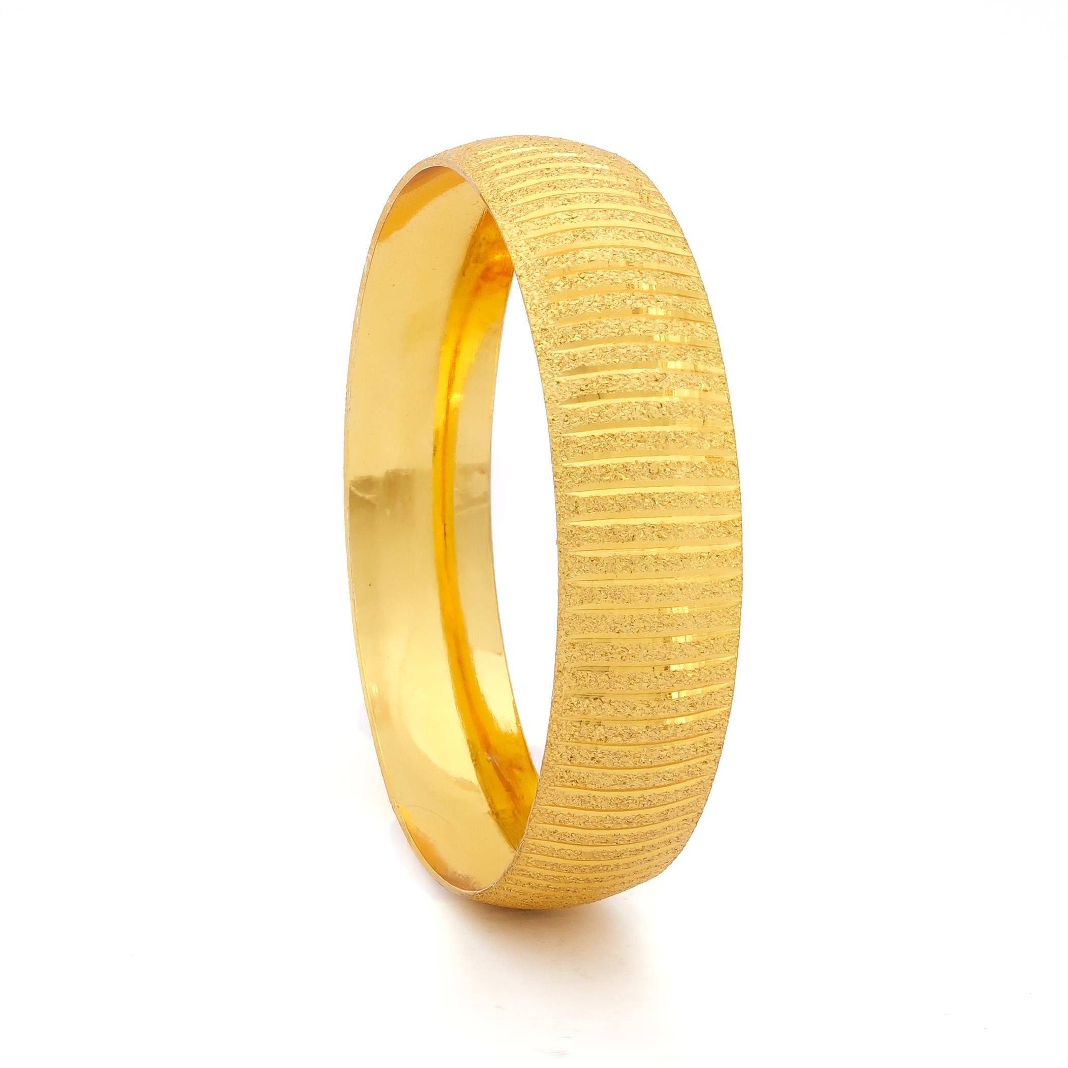 22 Ayar Altın Kaplama Düz Çizgili Bilezik 15mm BLZ-1277