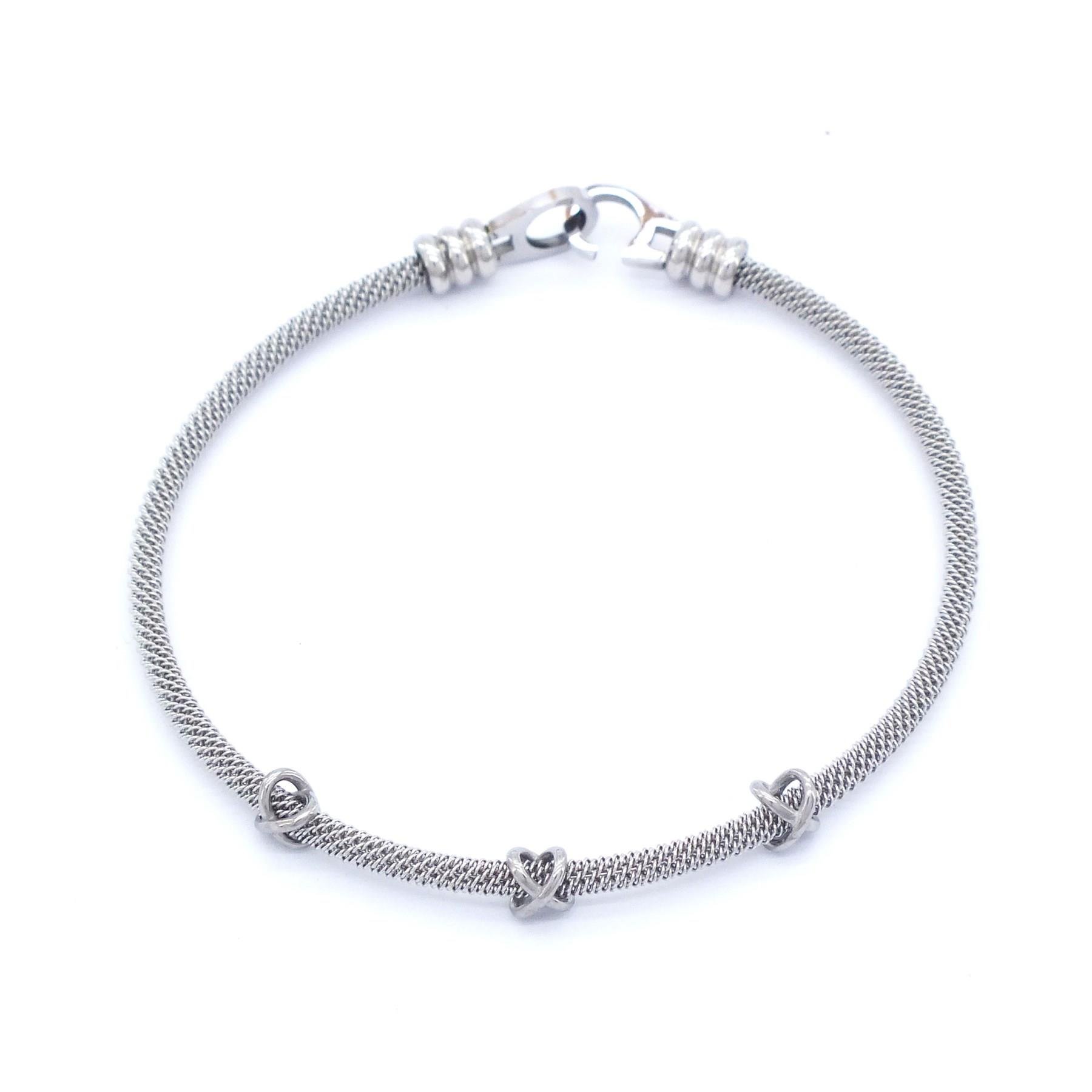 316L Çelik Düğüm Detaylı Gri Erkek Kelepçe Bileklik EBLK-422