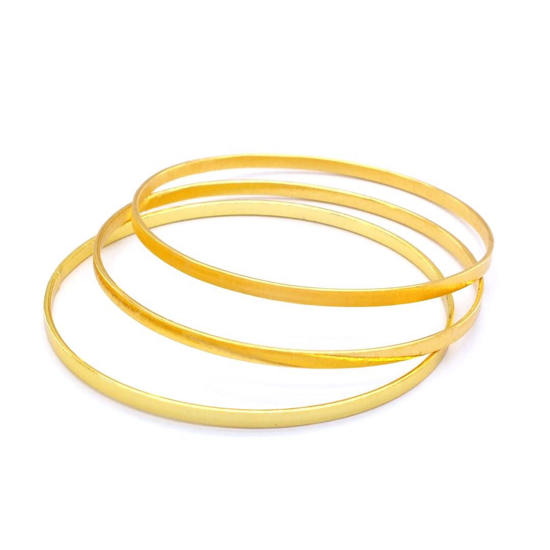 İmitasyon Kibrit Çöpü Altın Kaplama Bilezik Çelik  - 3 Adet BSET-112