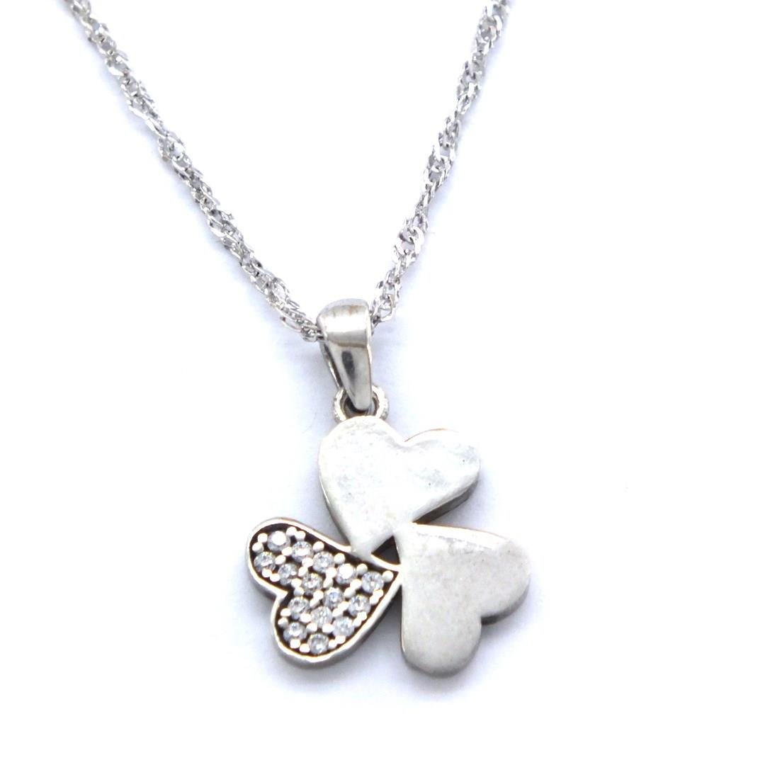 Yonca Motifli Zirkon Taşlı Gümüş Kolye GK-189