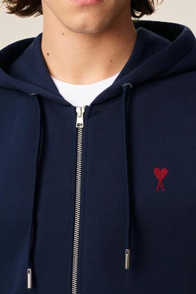 AMI PARİS Ami de Coeur Zipped Hoodie Dark Blue