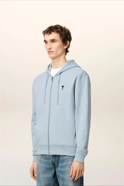 AMI PARİS Ami de Coeur Zipped Hoodie Light Blue