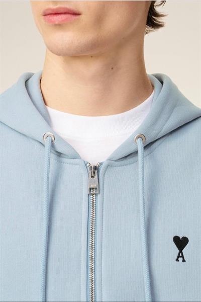 AMI PARİS Ami de Coeur Zipped Hoodie Light Blue