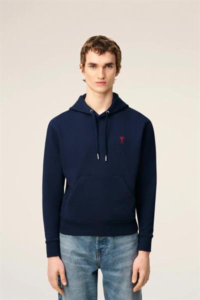 AMI Paris Ami de Coeur made from cotton Hoodie Dark Blue