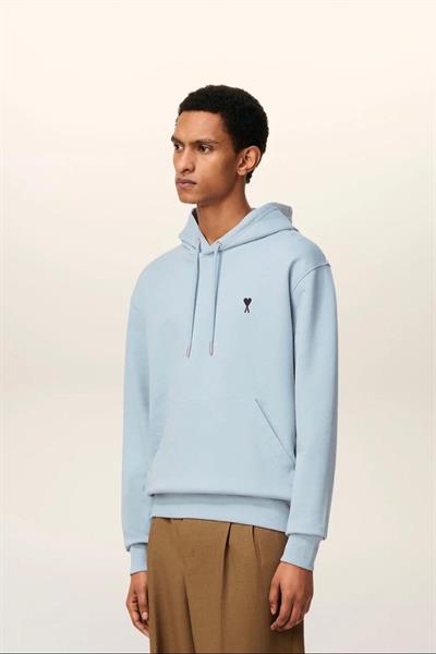 AMI Paris Ami de Coeur made from cotton Hoodie  Light Blue