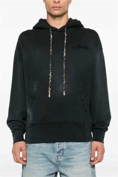 AMIRI Mens Blue Bleach Bandana Hoodie Black