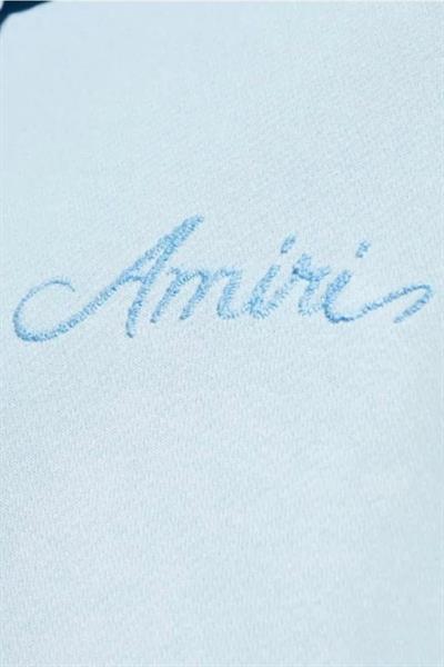 AMIRI Mens Blue Bleach Bandana Hoodie Light Blue