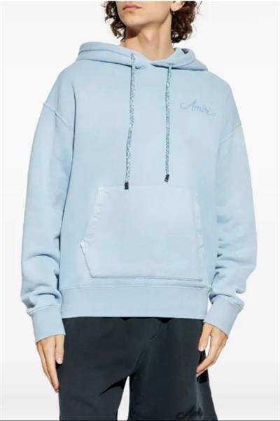 AMIRI Mens Blue Bleach Bandana Hoodie Light Blue
