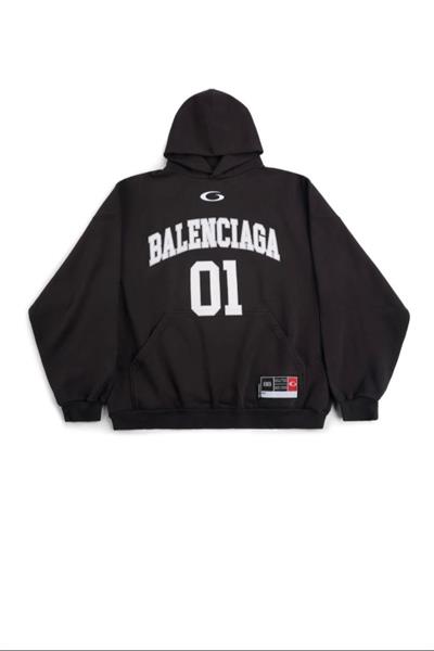 BALENCIAGA Mens Basketball Series - Hoodie Large Fit in Black