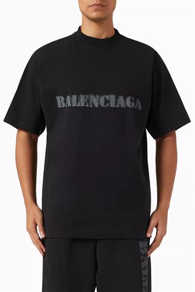Balenciaga Stencil Type T-Shirt  Black