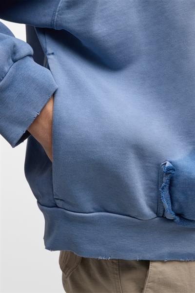 BALENCIAGA Tape Type Ripped Pocket Hoodie Oversized in Light Blue Faded