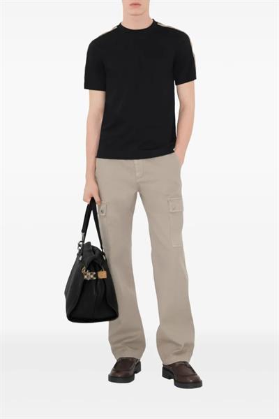 Burberry Check Trim Cotton T-shirt Black