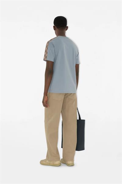 Burberry Check Trim Cotton T-shirt Grey