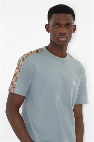 Burberry Check Trim Cotton T-shirt Grey