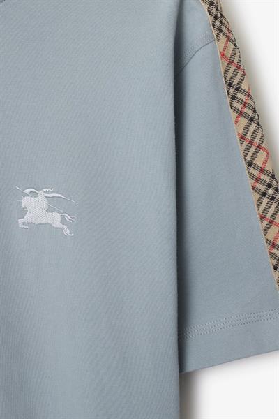 Burberry Check Trim Cotton T-shirt Grey