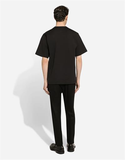Dolce Gabbana Cotton T-shirt with metal logo Black