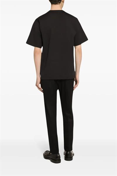 Dolce Gabbana Cotton T-shirt with metal logo Black