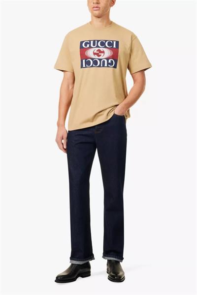 Gucci  Mirrored gg logo t-shirt Beige