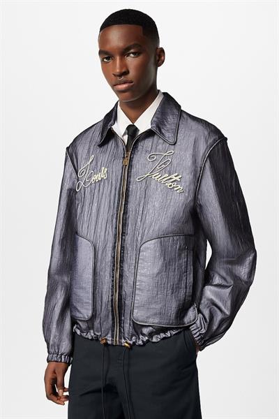 LV Embroidered Nylon Jacket GREY