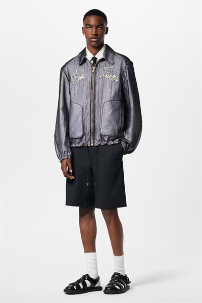 LV Embroidered Nylon Jacket GREY