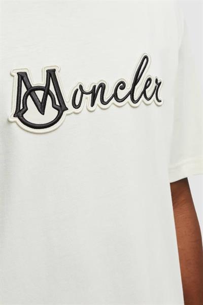 Moncler Embroidered Varsity Logo Cotton T-shirt White