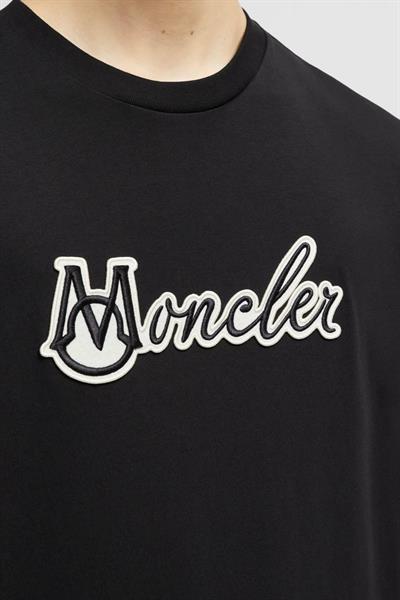 Moncler Embroidered Varsity Logo Cotton T-shirt Black