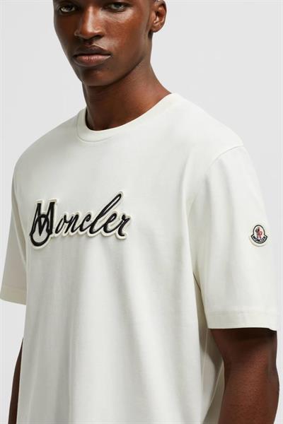 Moncler Embroidered Varsity Logo Cotton T-shirt White