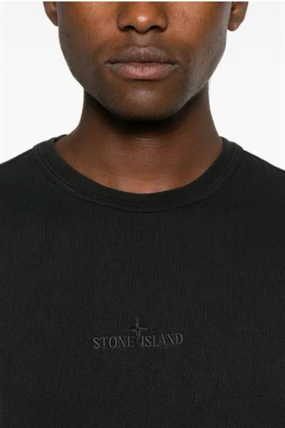 Stone Island logo-embroidered cotton T-shirt Black