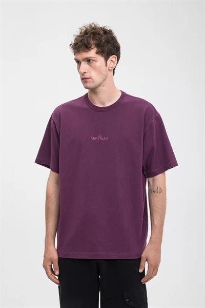 Stone Island logo-embroidered cotton T-shirt  Burgundy