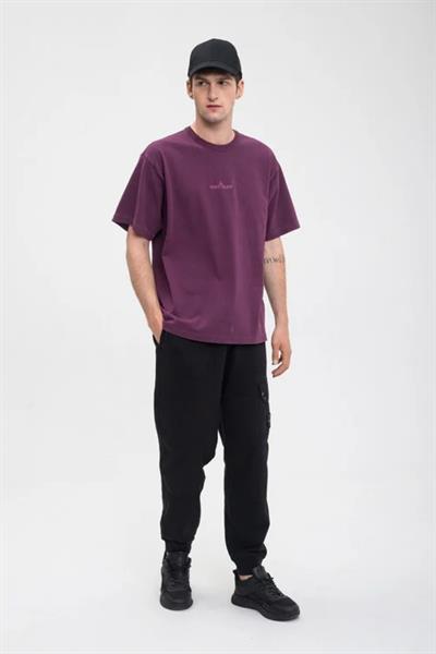Stone Island logo-embroidered cotton T-shirt  Burgundy