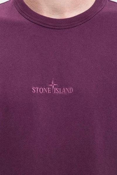 Stone Island logo-embroidered cotton T-shirt  Burgundy