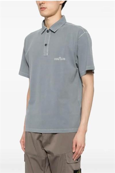 Stone Island  logo-embroidered polo shirt Antracite