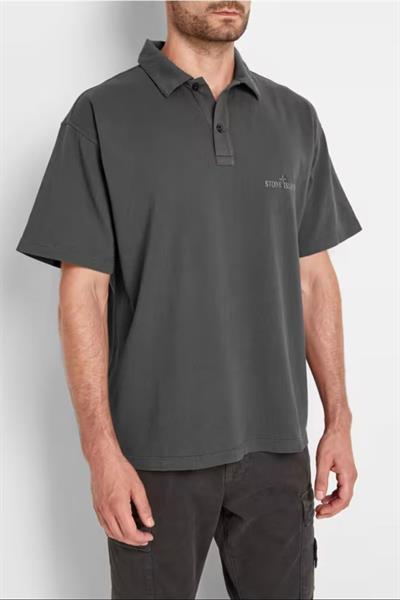 Stone Island  logo-embroidered polo shirt Black