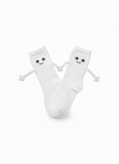 2li Beyaz El Ele Tutuşan Çorap seti
