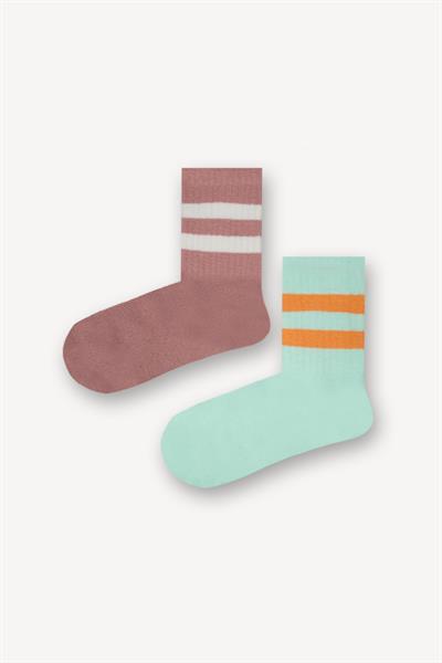 2li Pembe - Yeşil Çocuk Çorap Set